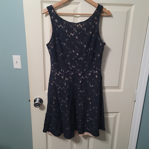 Acclaimed Navy Blue Fit & Flare Sleeveless Mini‎ Dress Women's 12